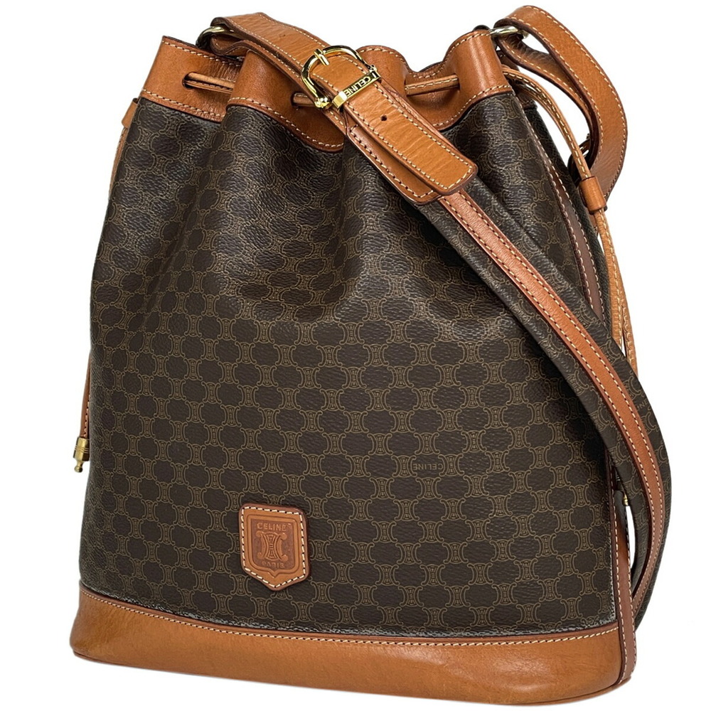 Celine Macadam shoulder bag logo canvas brown